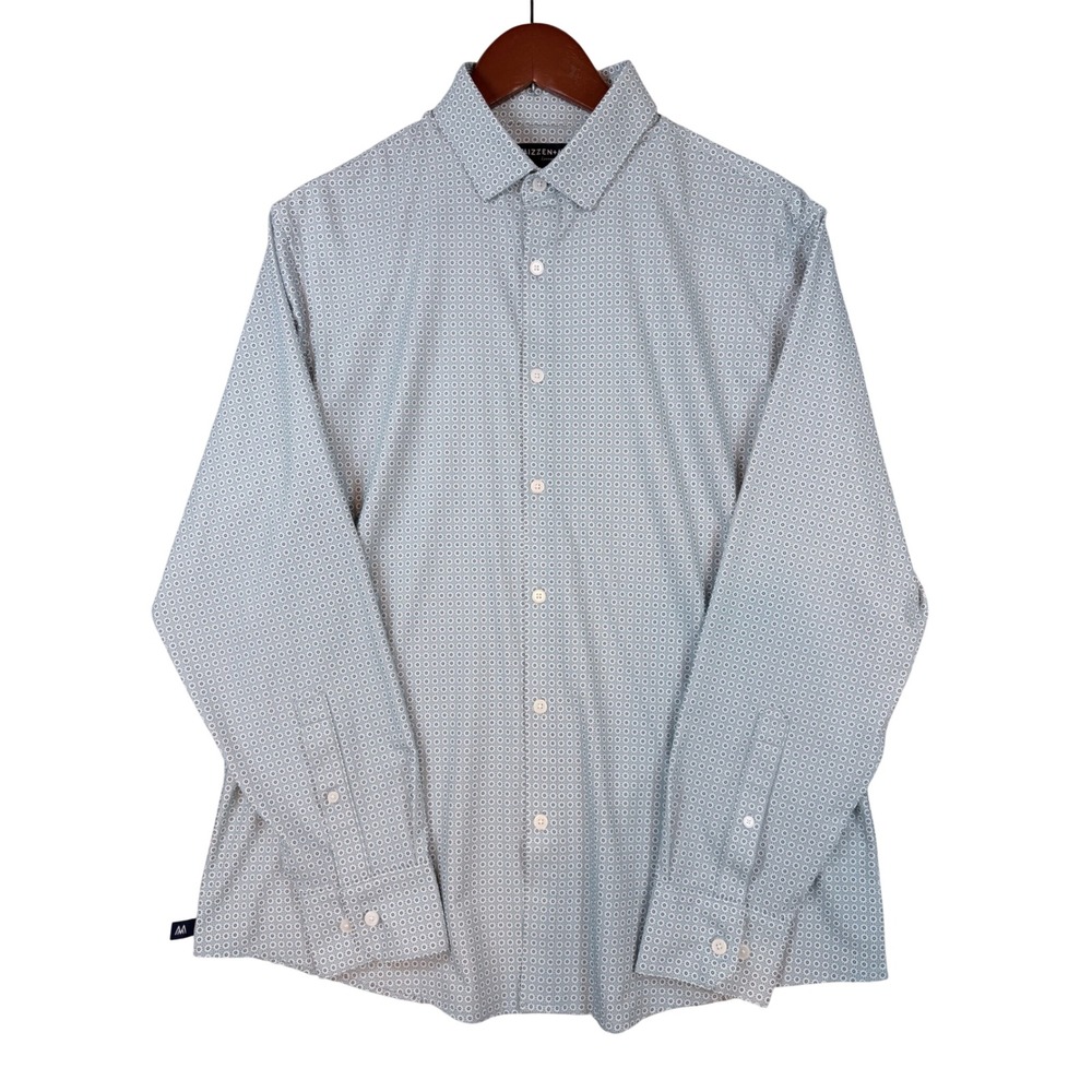 Mizzen + Main Leeward Classic No Tuck Shirt Blue Floral Geometric Mens Medium